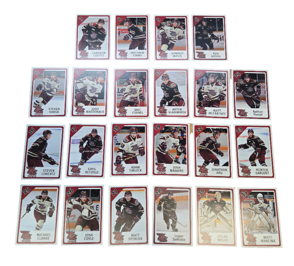 2014/15 Petes team set featuring players include: Cameron Lizotte, Matthew Timms, Dominik Masin, Kyle Jenkins, Steven Varga, Josh MacDonald, Eric Cornel, Artem Vladimirov, Matthew McCartney, Nathan Pancel, Steven Lorentz, Greg Betzold, Adam Timleck, Josh Maguire, Jonathan Ang, Hunter Garlent, Michael Clarke, Josh Coyle, Matt Spencer, Logan Denoble, Dylan Wells, Matt Mancina.