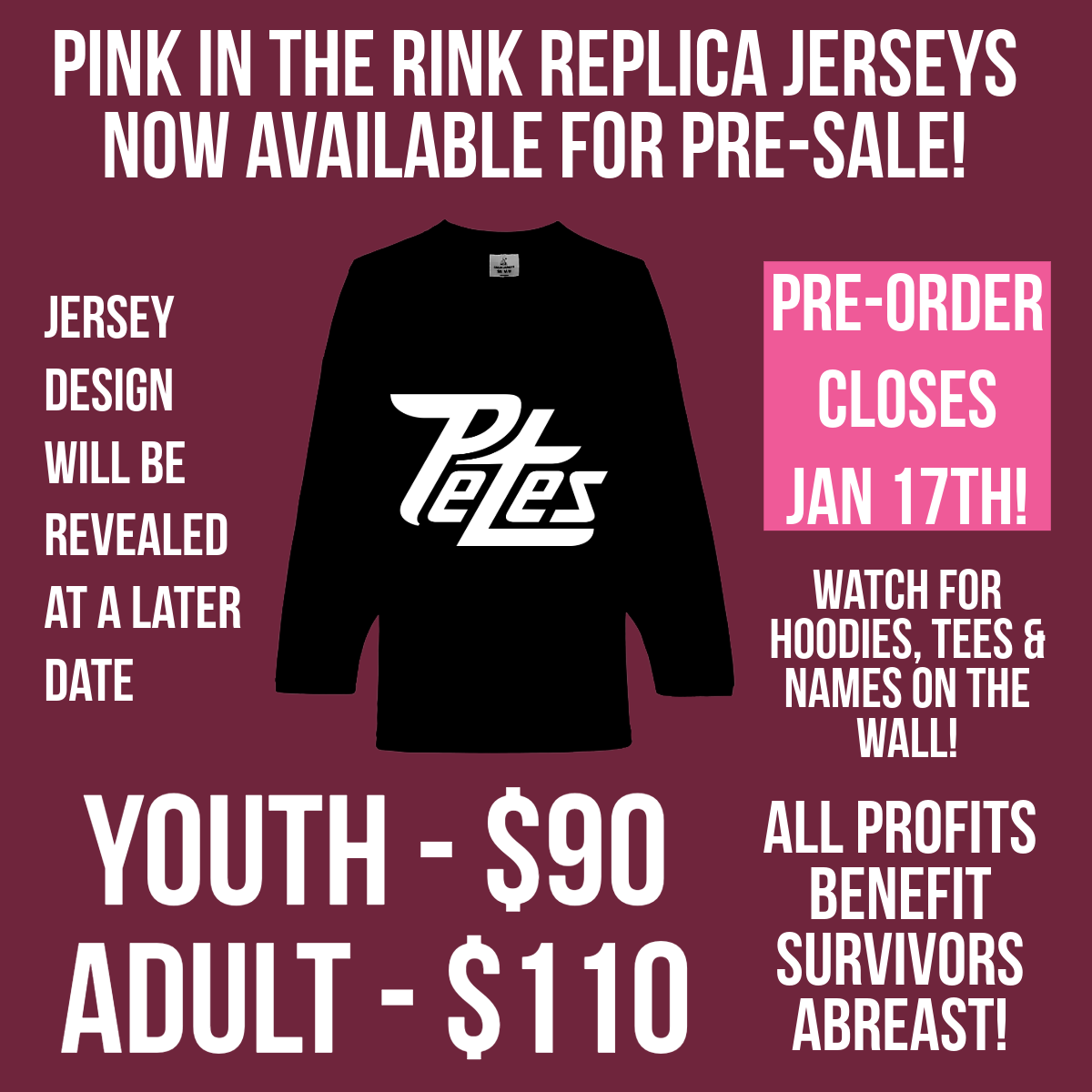 2026 Pink in the Rink authentic replica jerseys