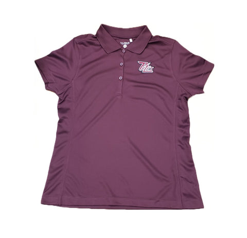 Peterborough Petes Ladies maroon embroidered logo lefr chest golf polo