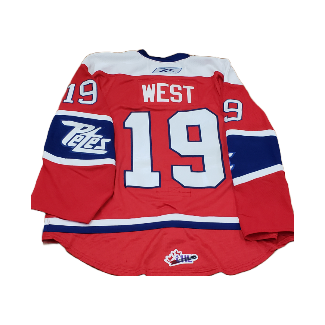 Peterborough Petes Joey West 2010-11 game worn TPT jersey