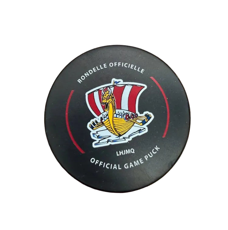 Hockey puck with Baie-Comeau Drakkar logo