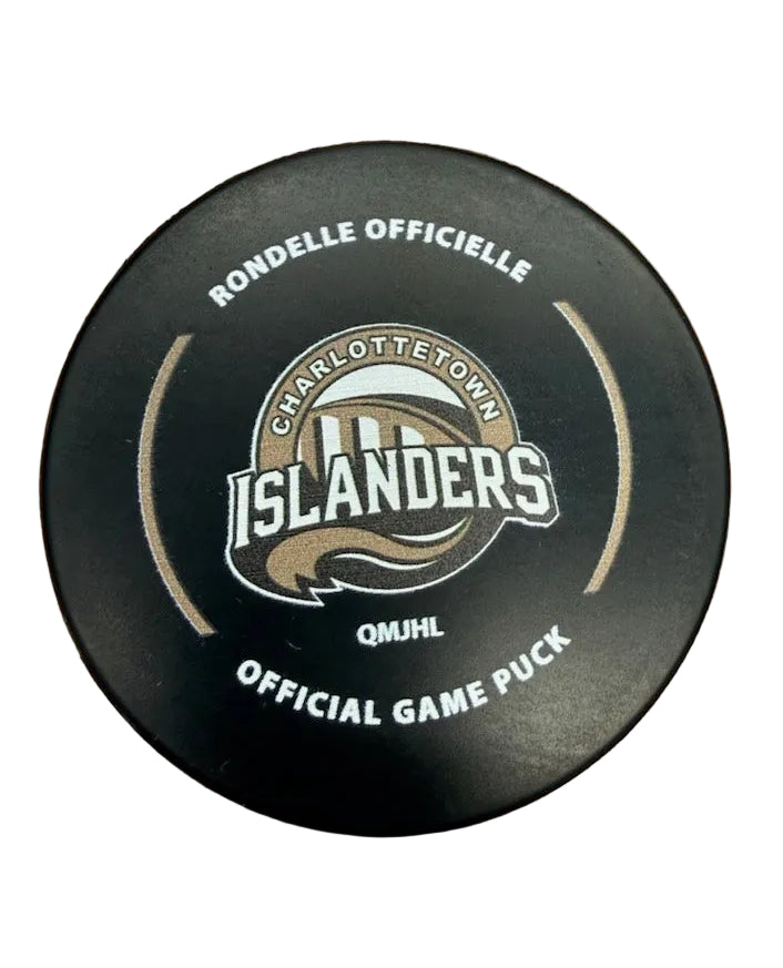 Puck with 'Charlottetown Islanders' branding