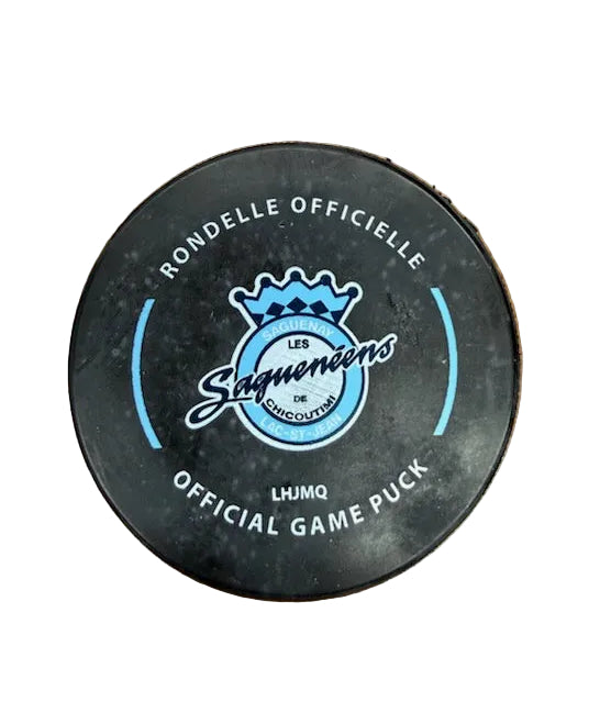 Hockey puck with Chicoutimi Sagueneens logo