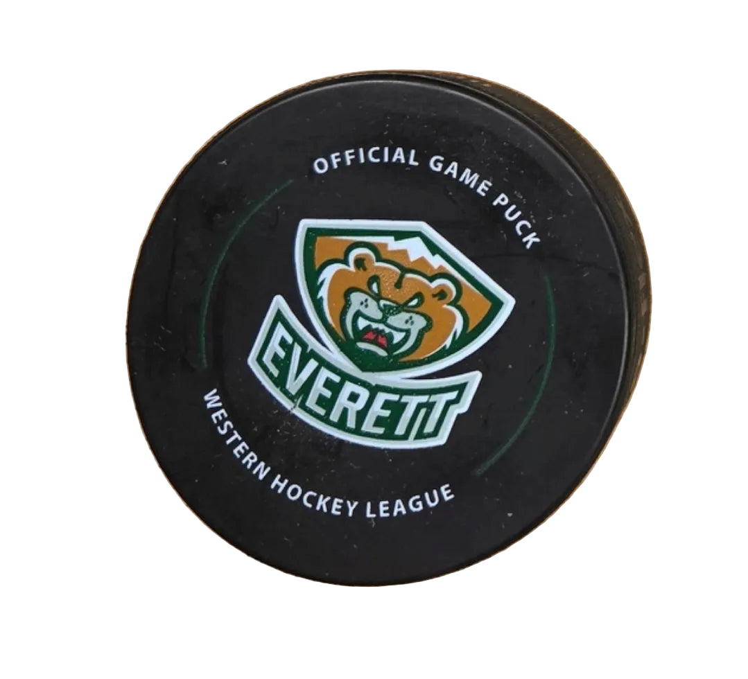 Hockey puck with Everett logo