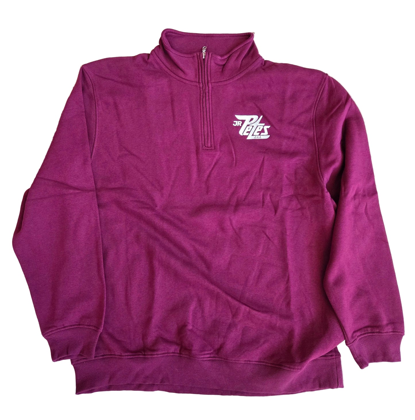 Maroon Jr Petes 1/4 zip pullover with a logo