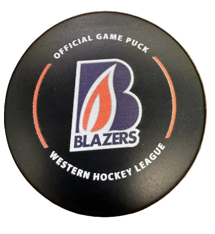 Hockey puck with Blazers logo