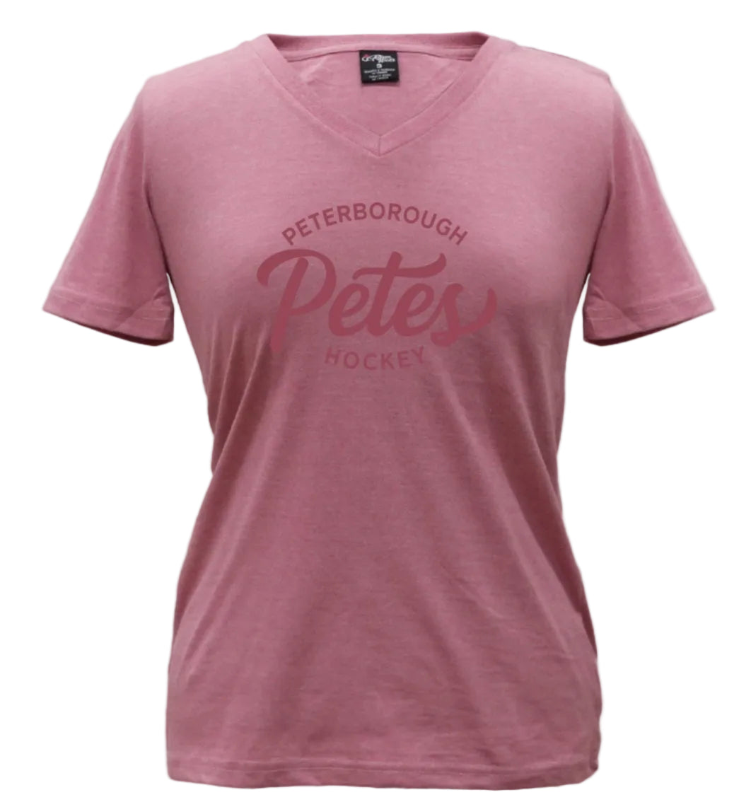 Terracotta t-shirt with 'Peterborough Petes Hockey' text by Niagara River Trading Company