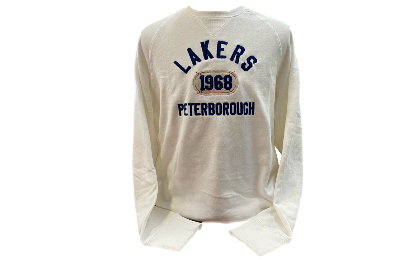 Lakers crossed out 1968 white crew neck