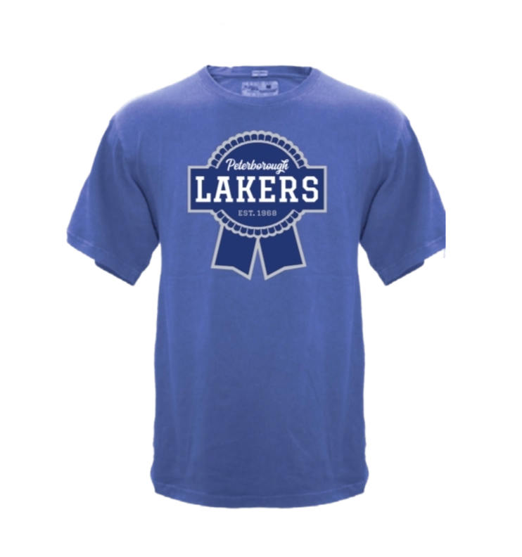 Blue t-shirt with Lakers logo on a white background