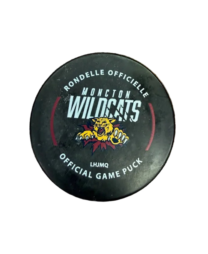 Hockey puck with Moncton Wildcats logo