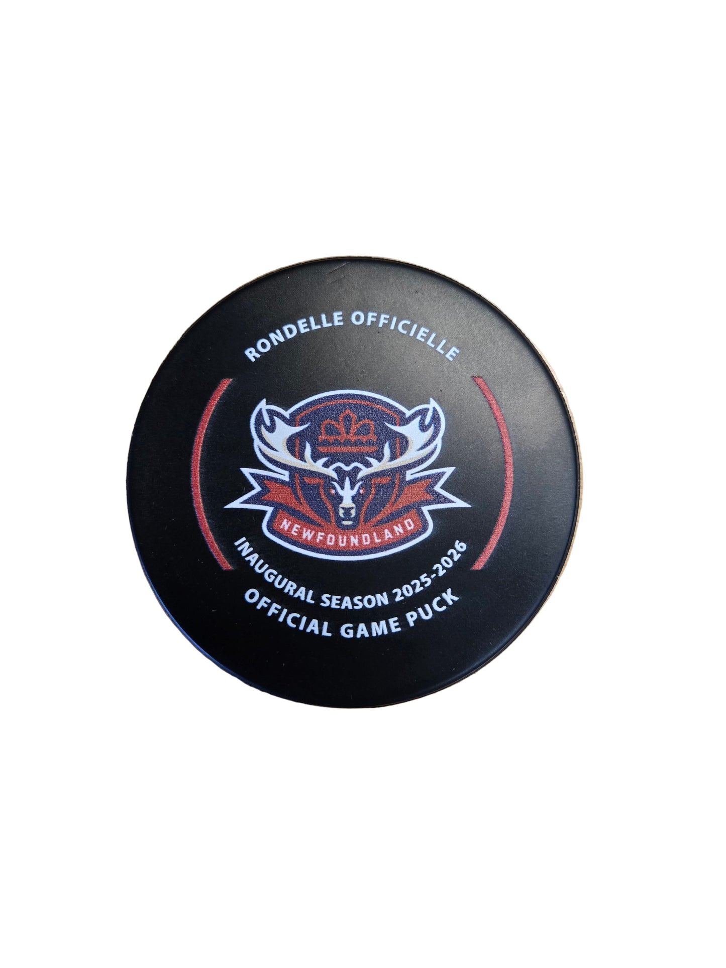 Hockey puck with Newfoundland Regiment branding