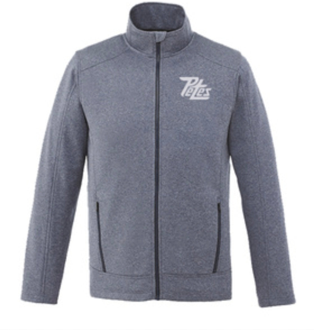 Gray jacket with a logo on a white background