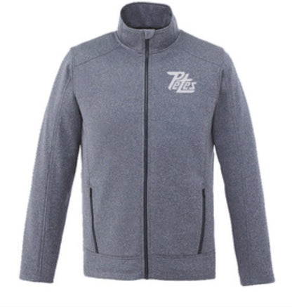 Gray jacket with a logo on a white background