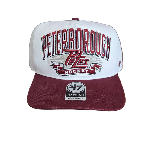 White and maroon sports equipment with  raised Petes embroidered logo