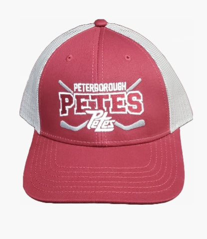 Peterborough Petes maroon and grey cross stick embroidered hat