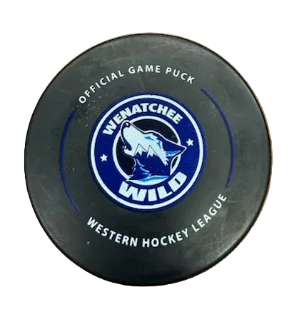 Hockey puck with Wenatchee Wild logo 