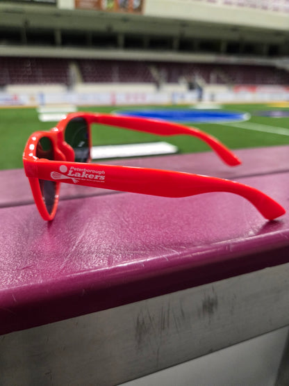 Lakers Peterborough Regional Health Centre PRHC Foundation red branded sunglasses